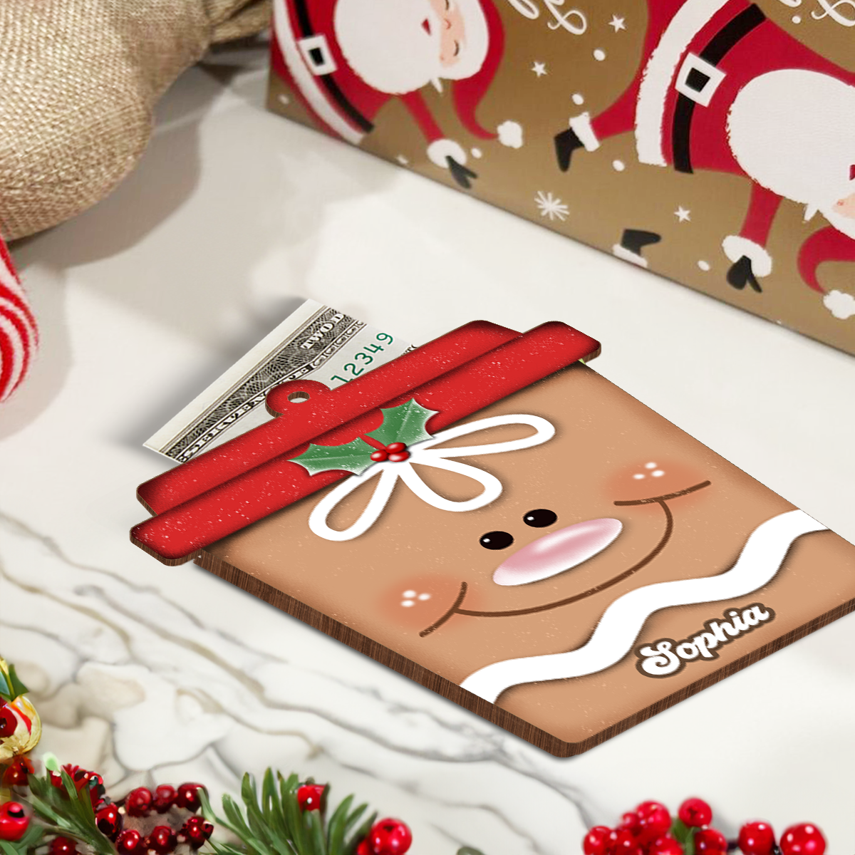 Christmas Latte Cup Personalized Money Gift Card Holder Ornament