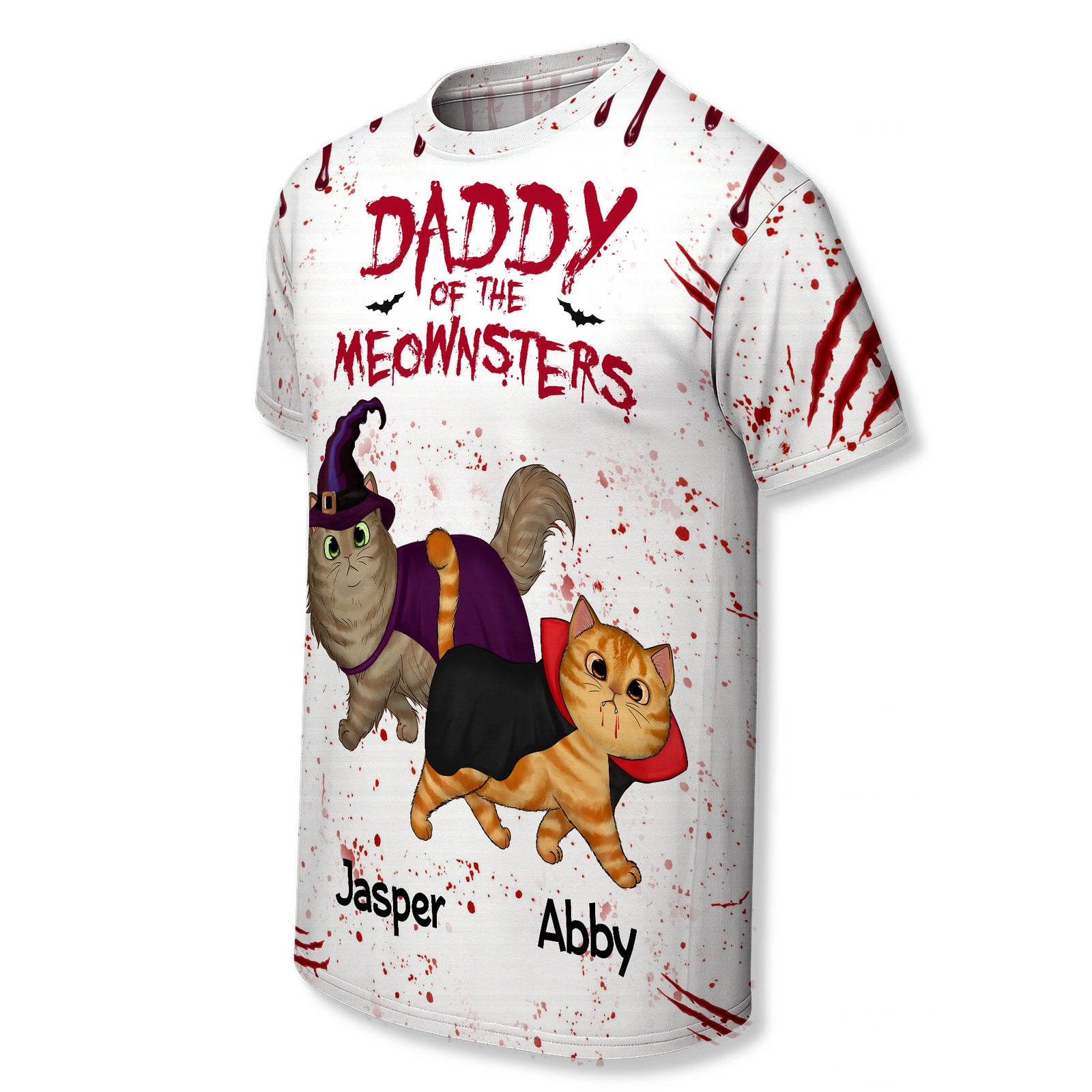Halloween Mommy Daddy Of The Meownsters Walking Cats Personalized 3D Shirt
