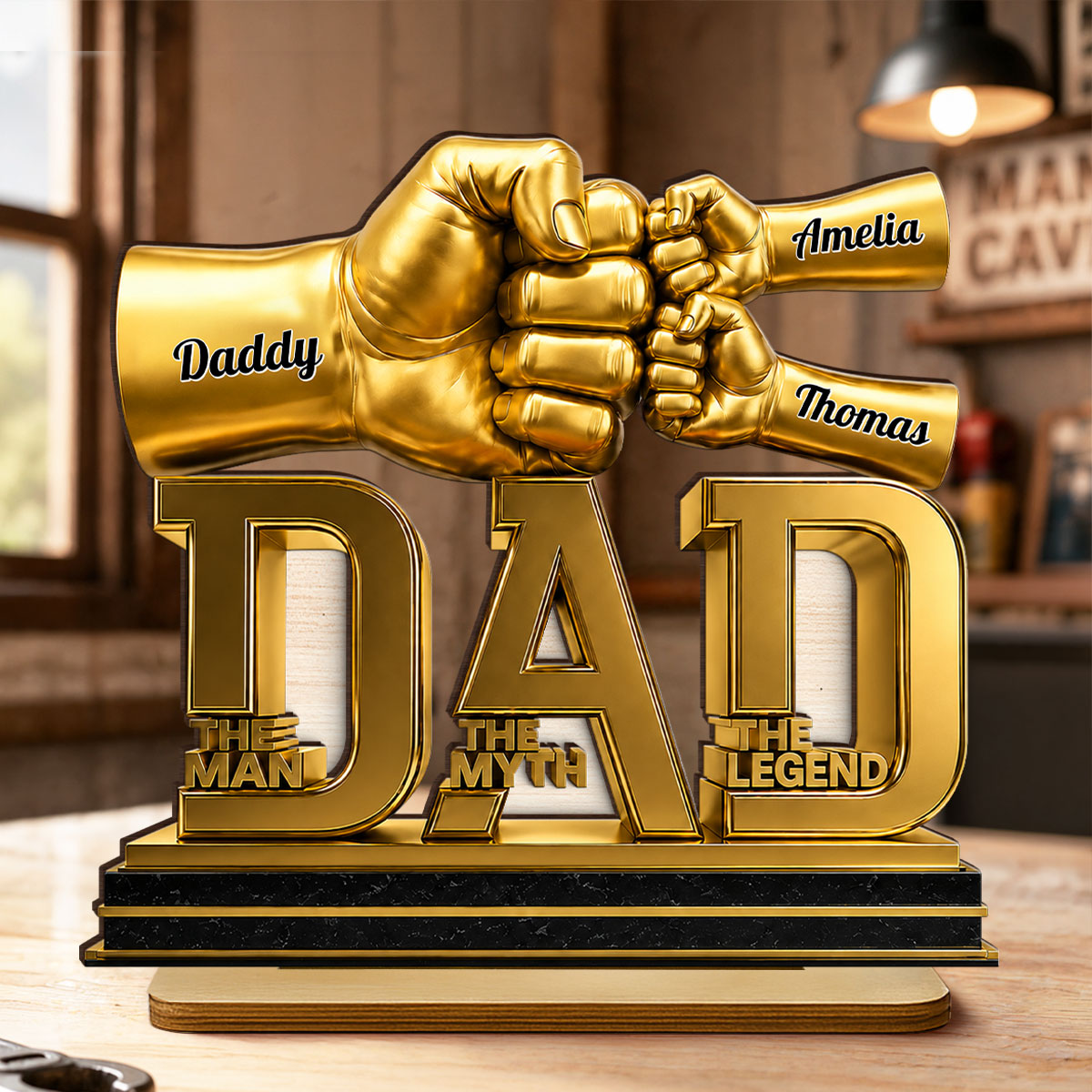 Dad The Man The Myth The Legend - Personalized 2-Layered Wooden Plaque - Father's Day Gift for Dad, Husband