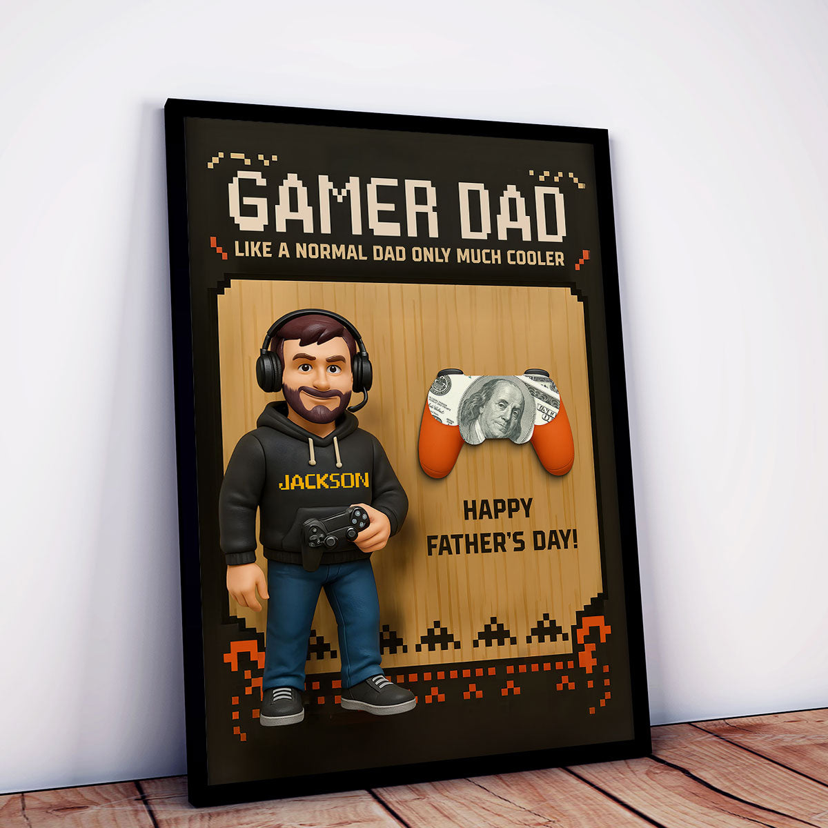 Gamer Dad Cooler Happy Father's Day Money Gift Personalized Poster, Gift for Dad, Gift for Husband