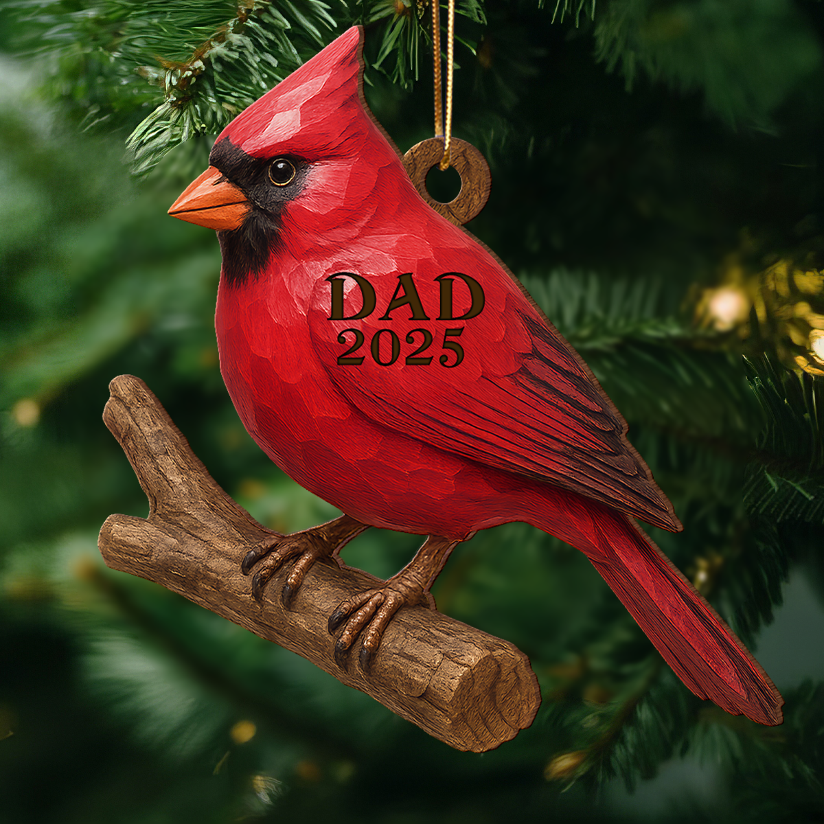 3D Effect Vintage Cardinal Memorial Christmas Personalized Wooden Ornament, Heartwarming Simpathy Gift, Remembrance Gift