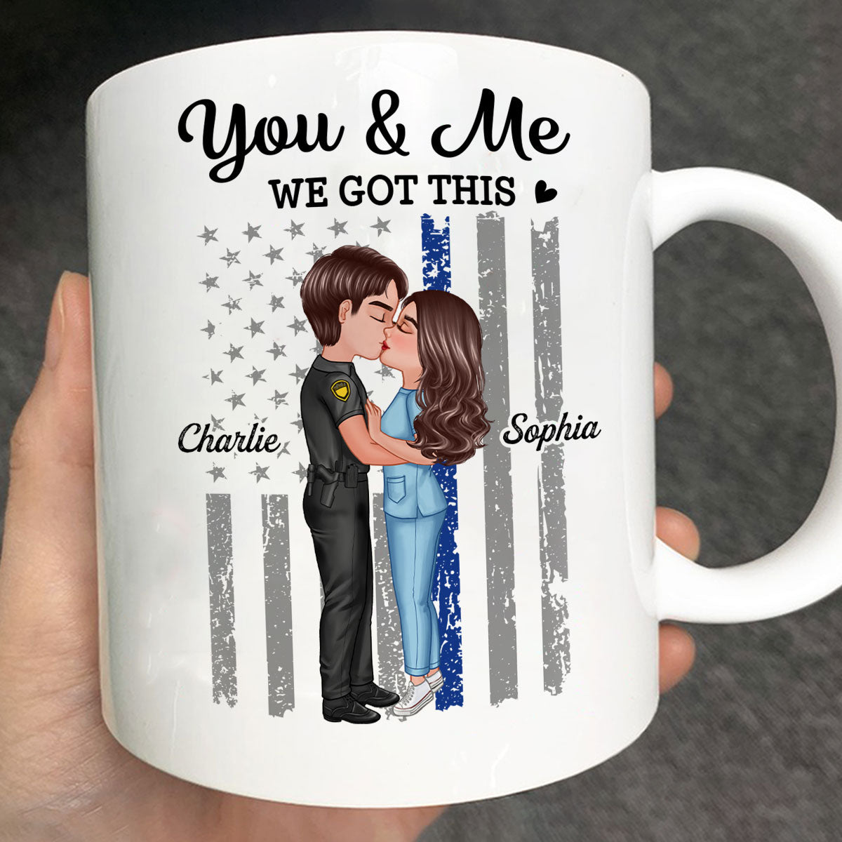 You & Me We Got This Hero Couple Kissing Anniversary Calendar Keepsake Personalized Mug