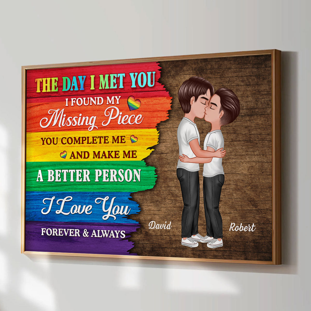 Half LGBT Flag Couple The Day I Met You Pride Month Personalized Poster, Gift For Couple