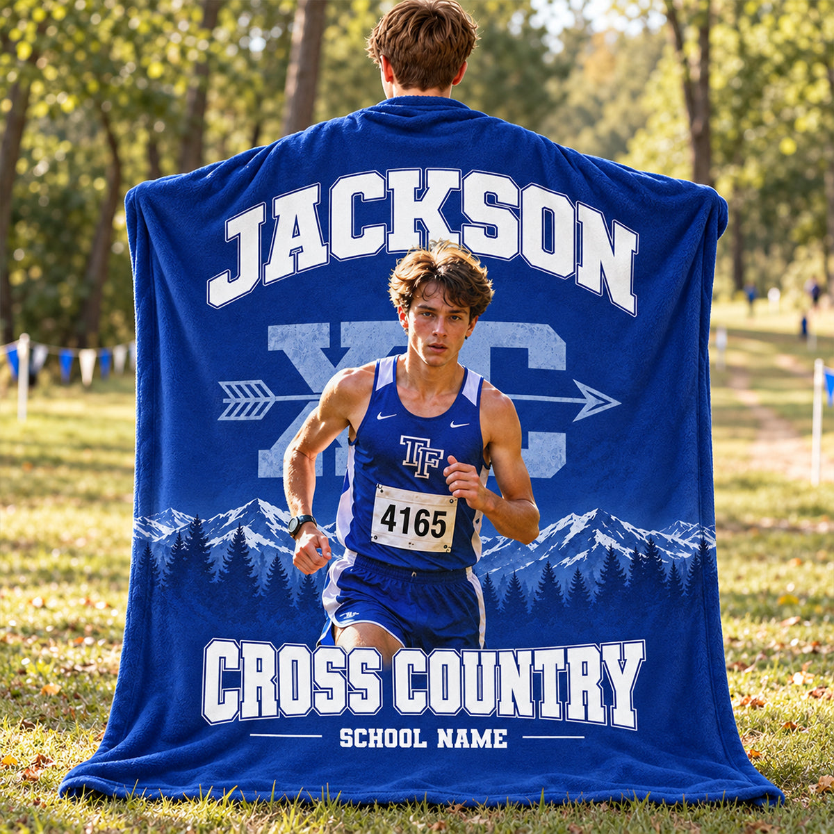 Custom Photo Cross Country - Personalized Fleece Blanket - Christmas Gift for Daughter, Son, Grandkids