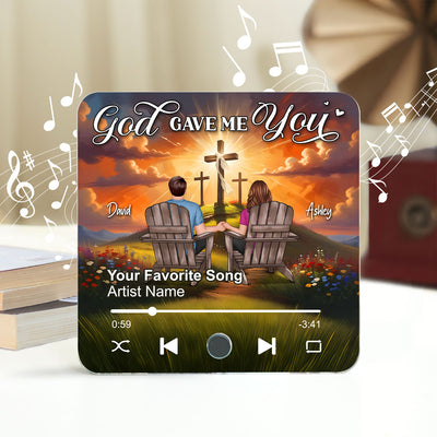 God Gave Me You Couple Sitting Personalized Music Fridge Magnet, Heartfelt Gift For Couple, For Him, For Her, Boyfriend, Girlfriend, Husband, Wife