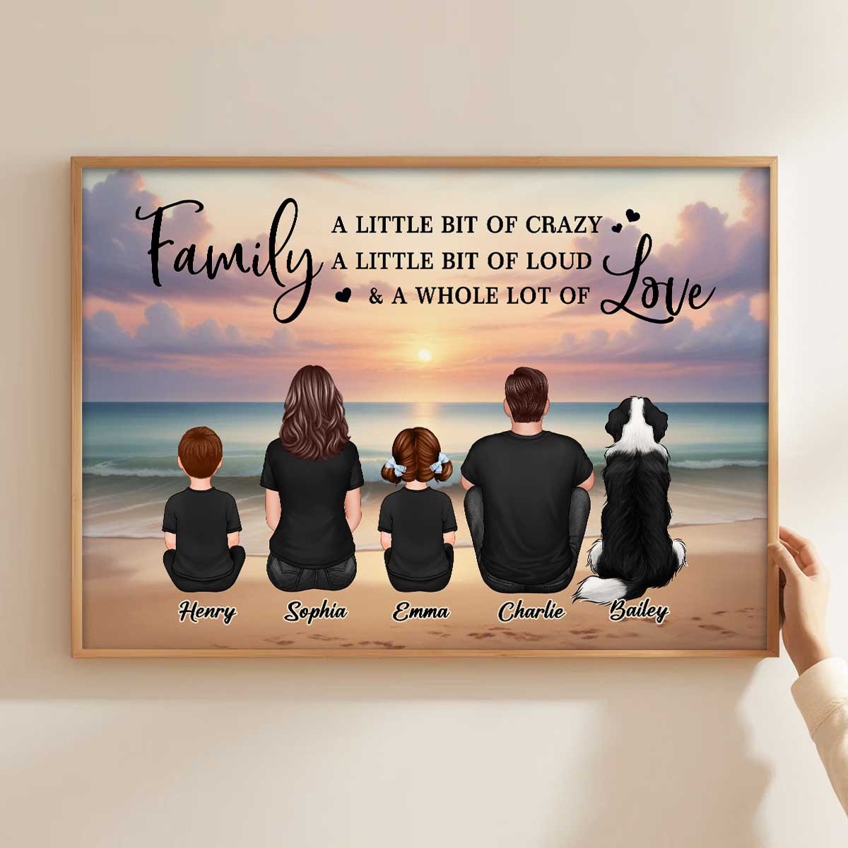 Family Whole Lot Of Love Realistic Beach Landscape – Treasured Forever Personalized Poster