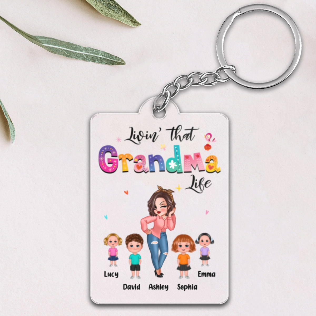 Livin‘ That Grandma Life Pretty Woman Gift For Grandma Personalized Acrylic Keychain