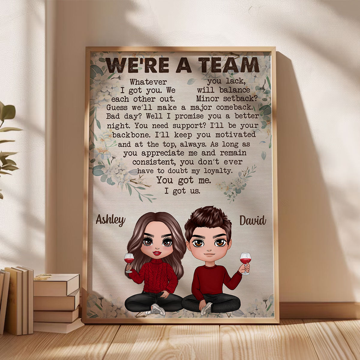 We‘re A Team Valentine’s Day Gift, Anniversary Gift For Him Gift For Her Personalized Vertical Poster