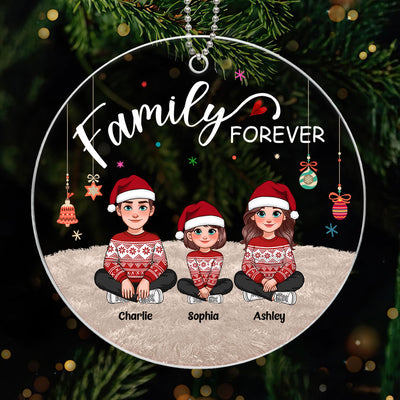 Animated Family Forever Christmas Personalized Acrylic Ornament