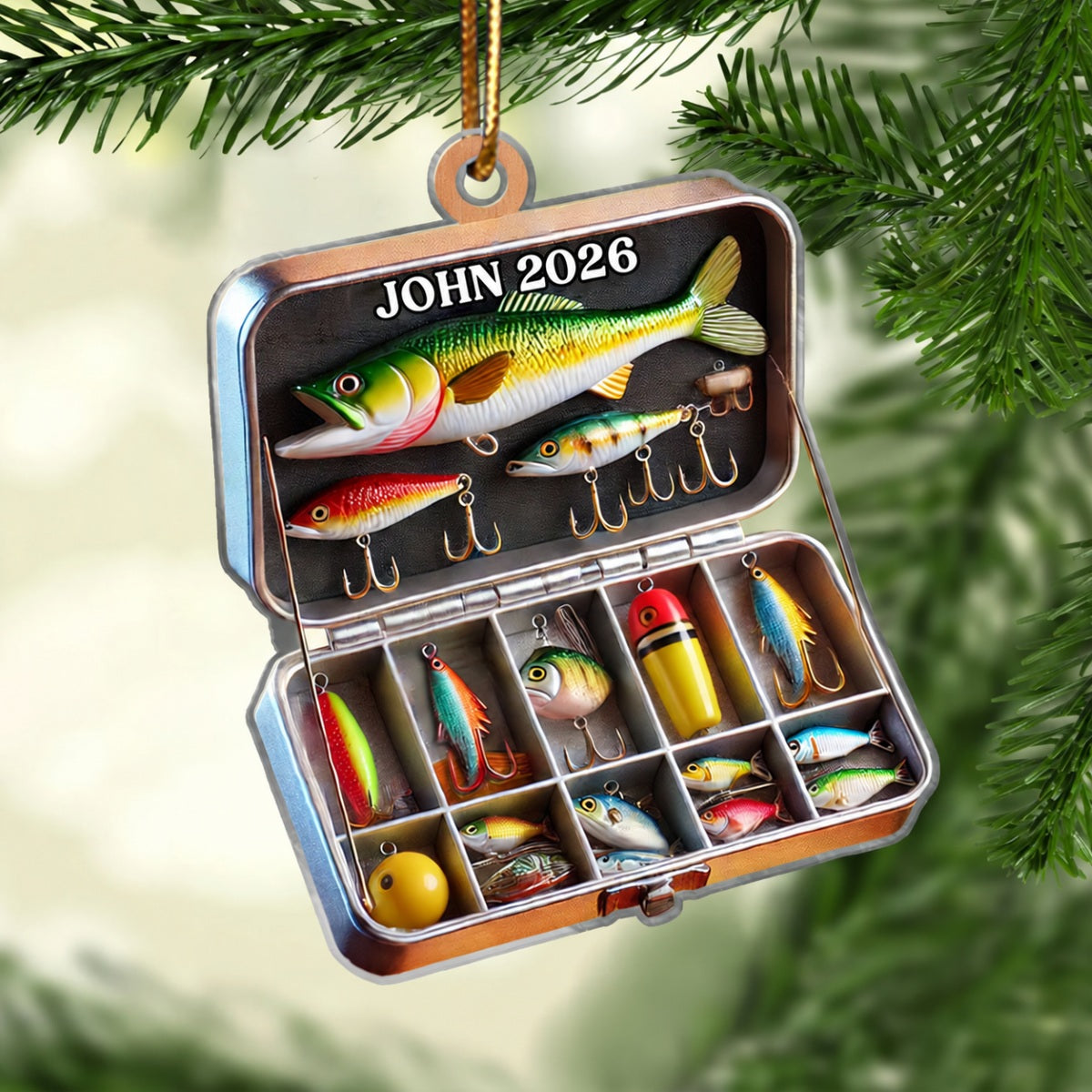 Fishing Tackle Box 2D Flat Acrylic Ornament Not 3D, Fisherman Ornament, Fishing Dad Ornament, Christmas Gifts Tackle Box, Gifts for Him