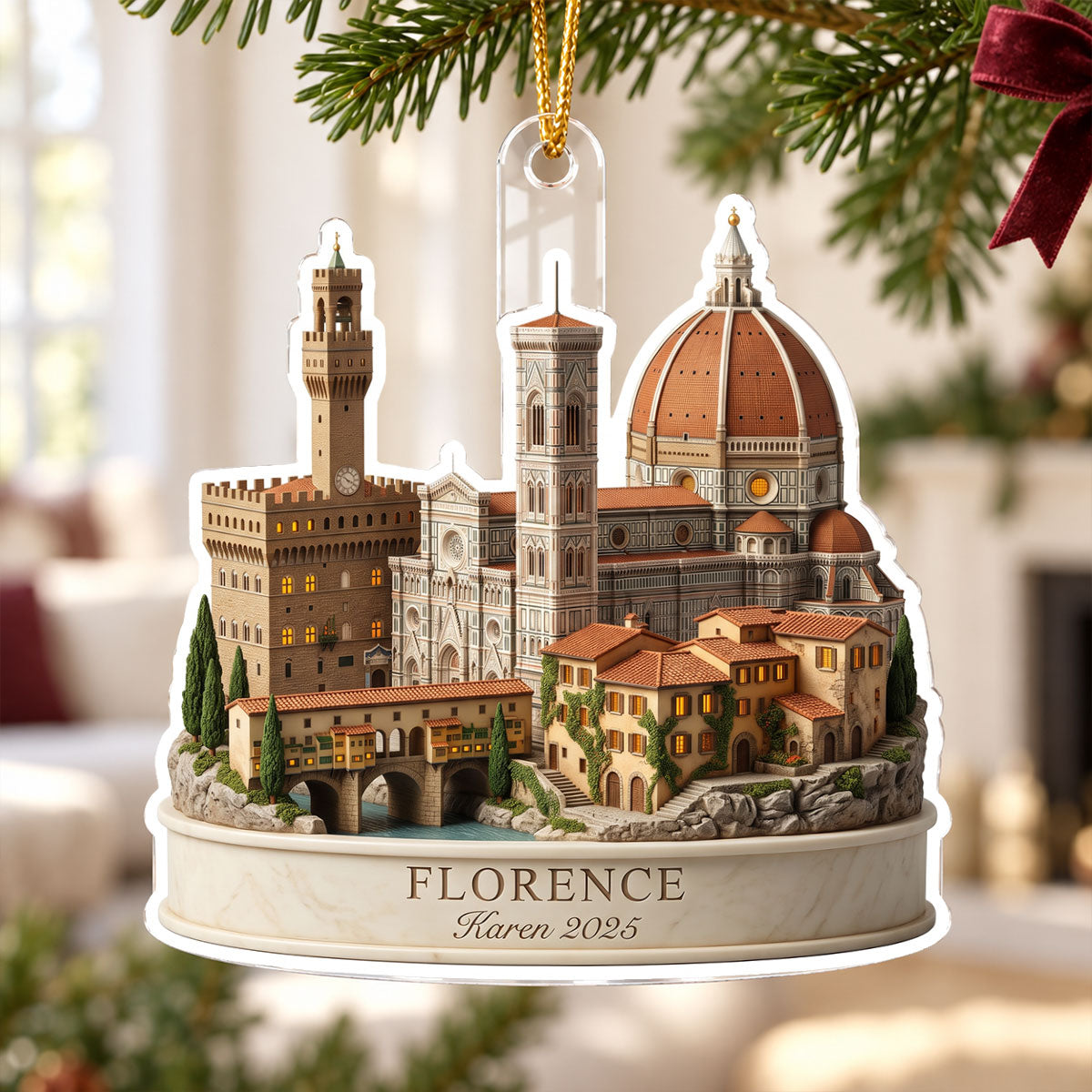 Custom City Travel Vacation - Personalized Acrylic Ornament - Traveling Destination Keepsake, Christmas Gift For Traveling Lovers