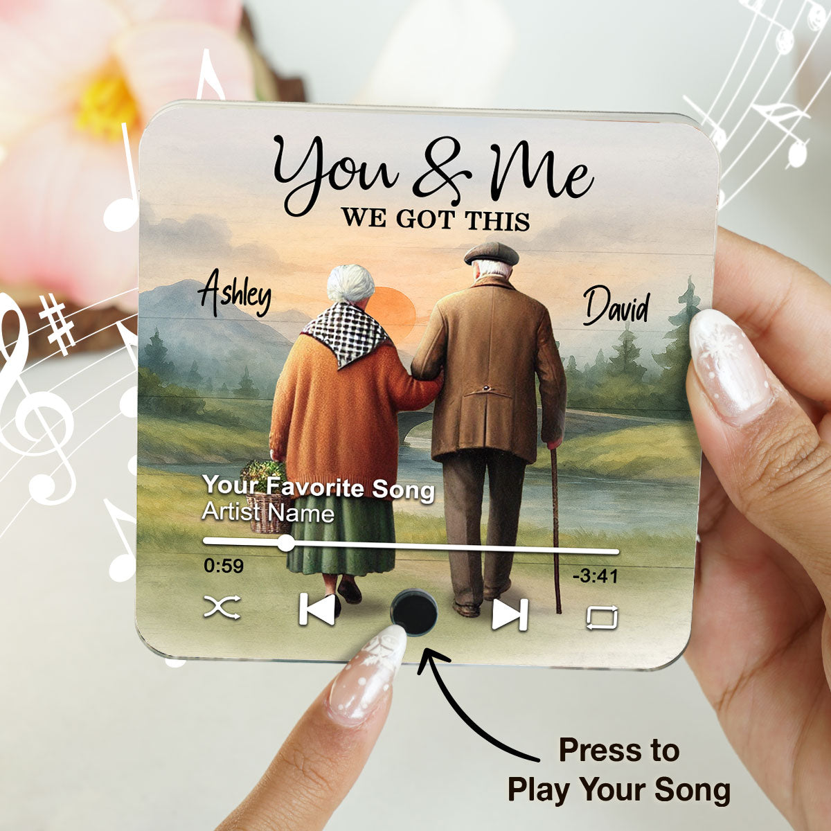 Eternal Love Couple Growing Old Together Mountain Landscape Personalized Music Fridge Magnet