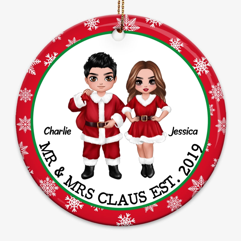 Mr Mrs Santa Claus Together Since Personalized Circle Ornament