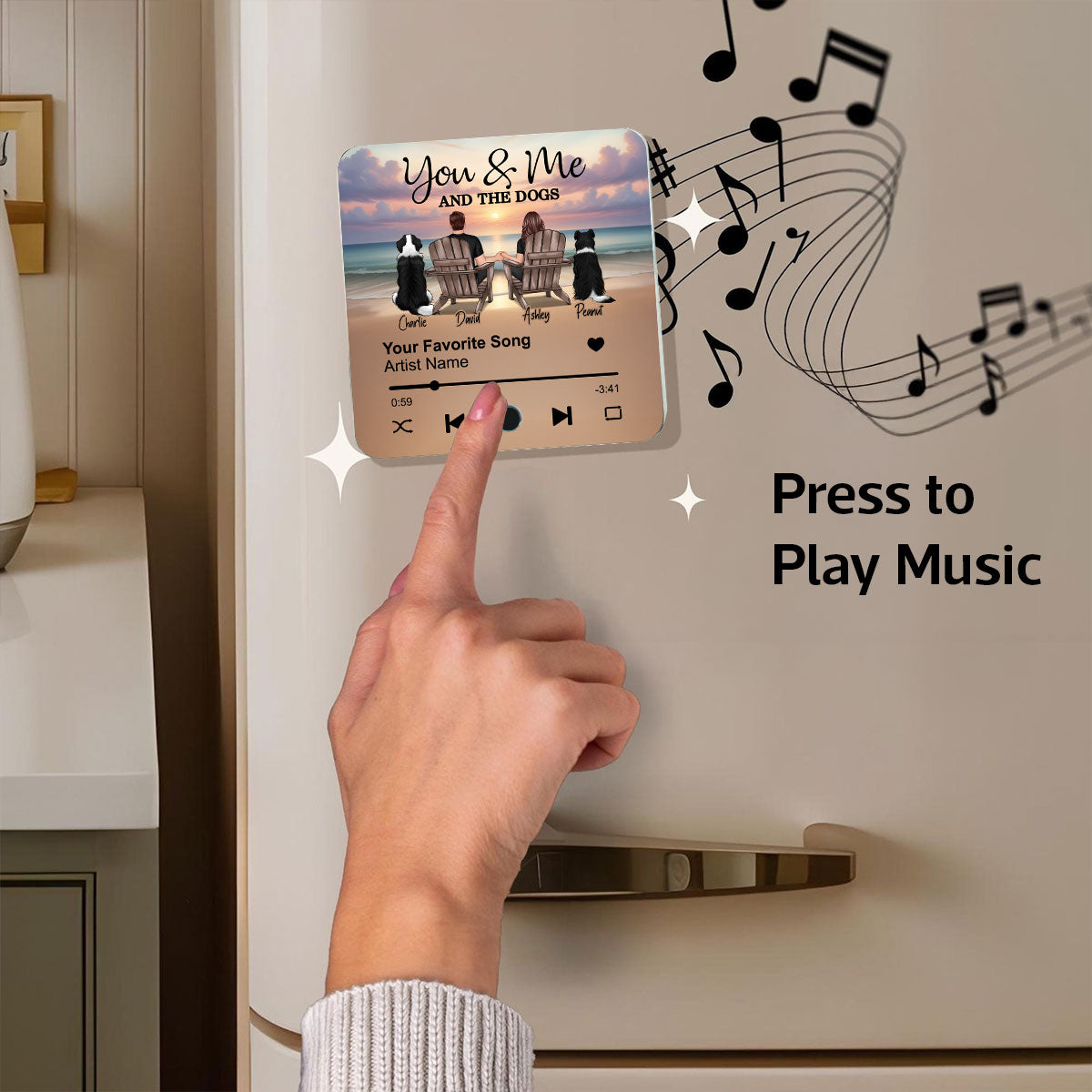Couple You Me And The Dogs Cats Personalized Music Fridge Magnet, Heartfelt 2025  Gift For Couple, Dog Lovers, Cat Lovers, Pet Lovers