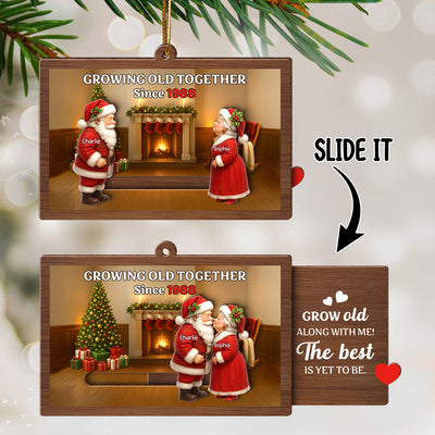 Santa Couple Growing Old Together Personalized Slide Ornament, Perfect Christmas Gift For Couples, For Her, For Him, For Wife, For Husband