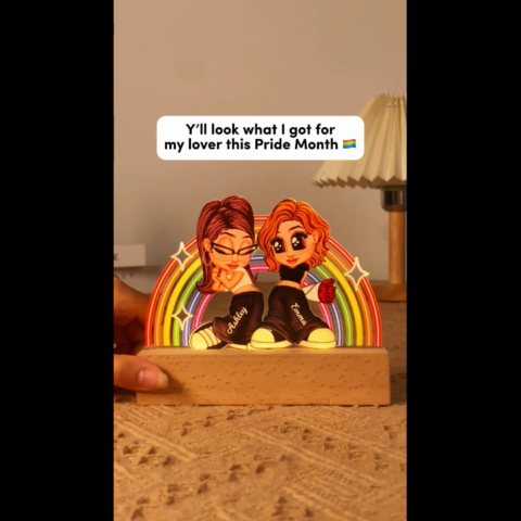 LGBT Couple Y2K Rainbow Personalized Acrylic LED Night Light