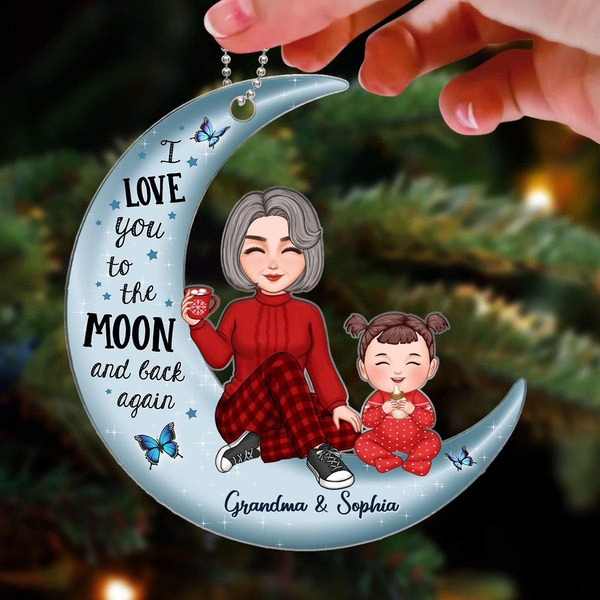 Cute Baby's First Christmas  Personalized Gift For Grandma Grandpa Acrylic Ornament