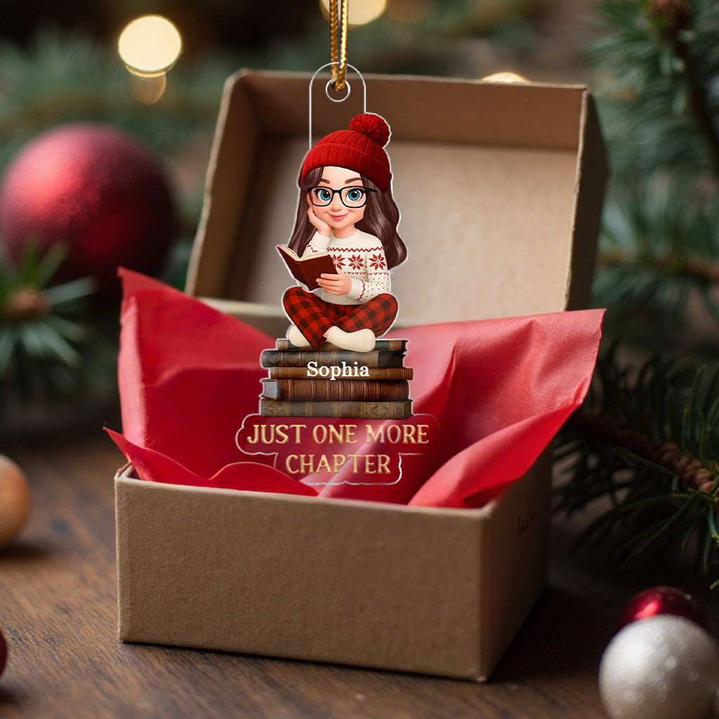 Christmas Cozy Vibe Retro Vintage Books Just One More Chapter - Personalized Acrylic Ornament - Christmas Gift For Book Lovers