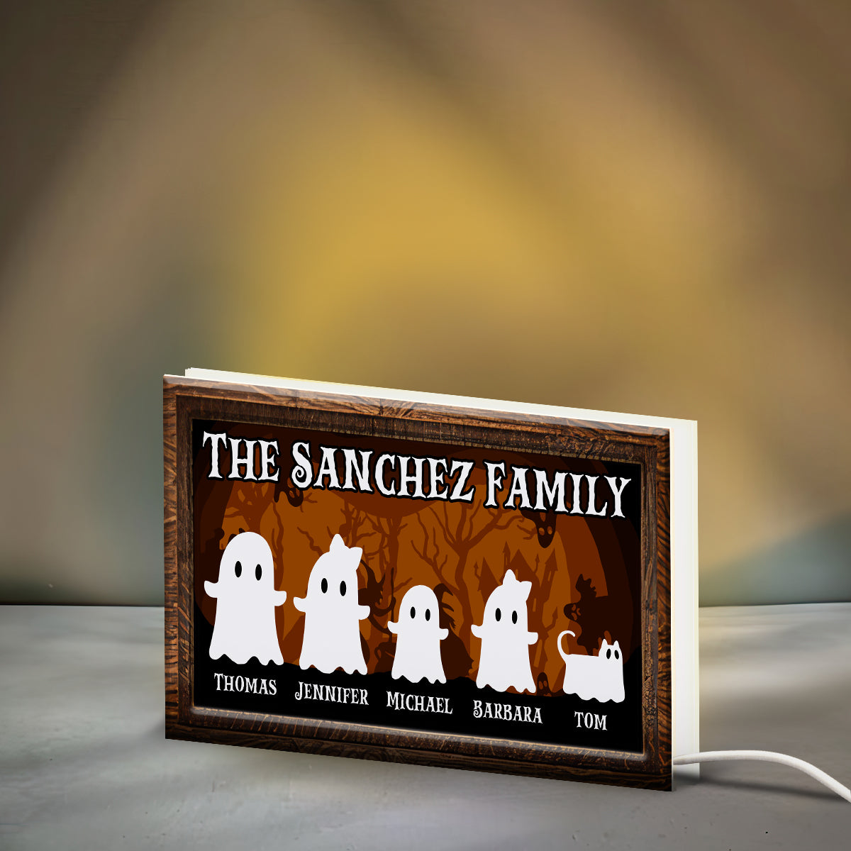 Halloween Ghost Family Tabletop Tiered Tray Decor Personalized LED Light Box