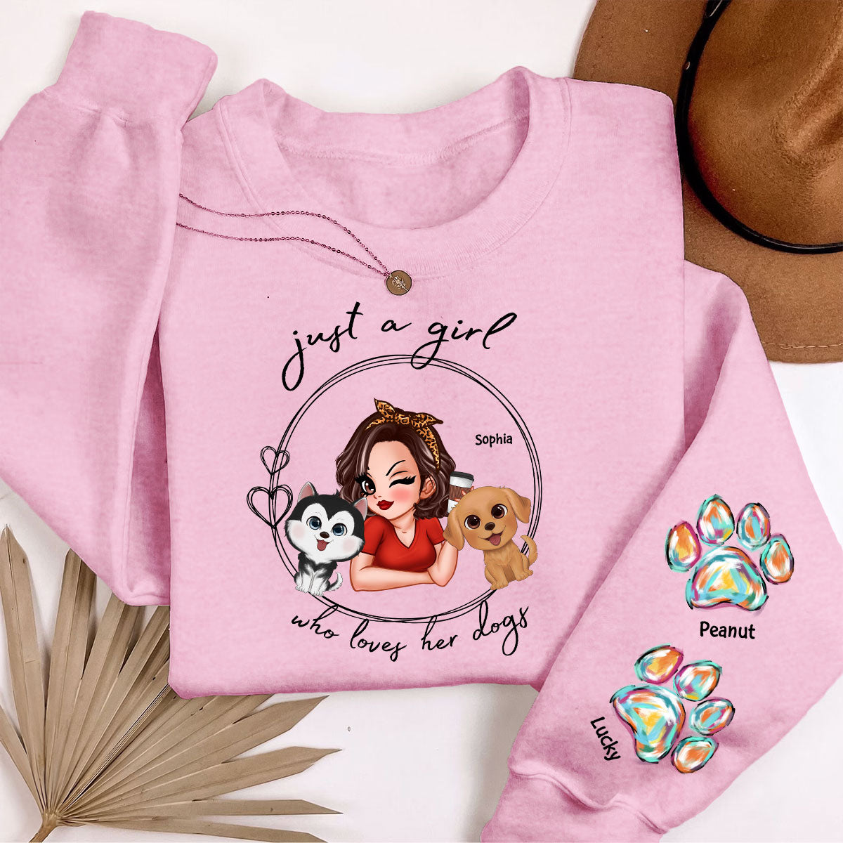 Just A Girl Who Loves Dogs Personalized Sleeve Printed Sweatshirt
