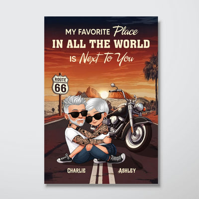 Old Biker Couple Riding Partners for Life Personalized Poster, Gift for him, Gift for her