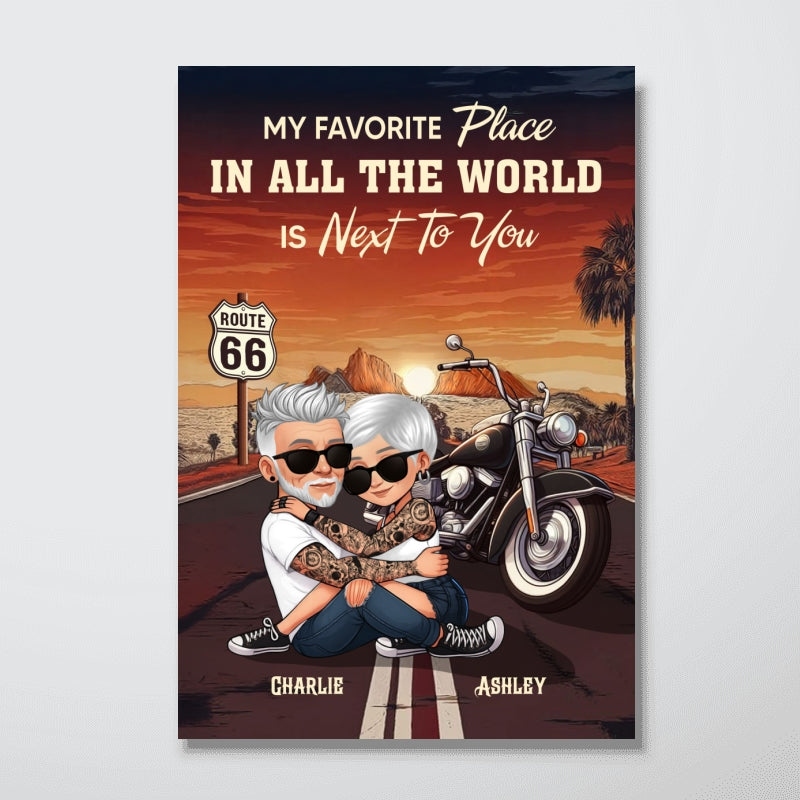 Old Biker Couple Riding Partners for Life Personalized Poster, Gift for him, Gift for her