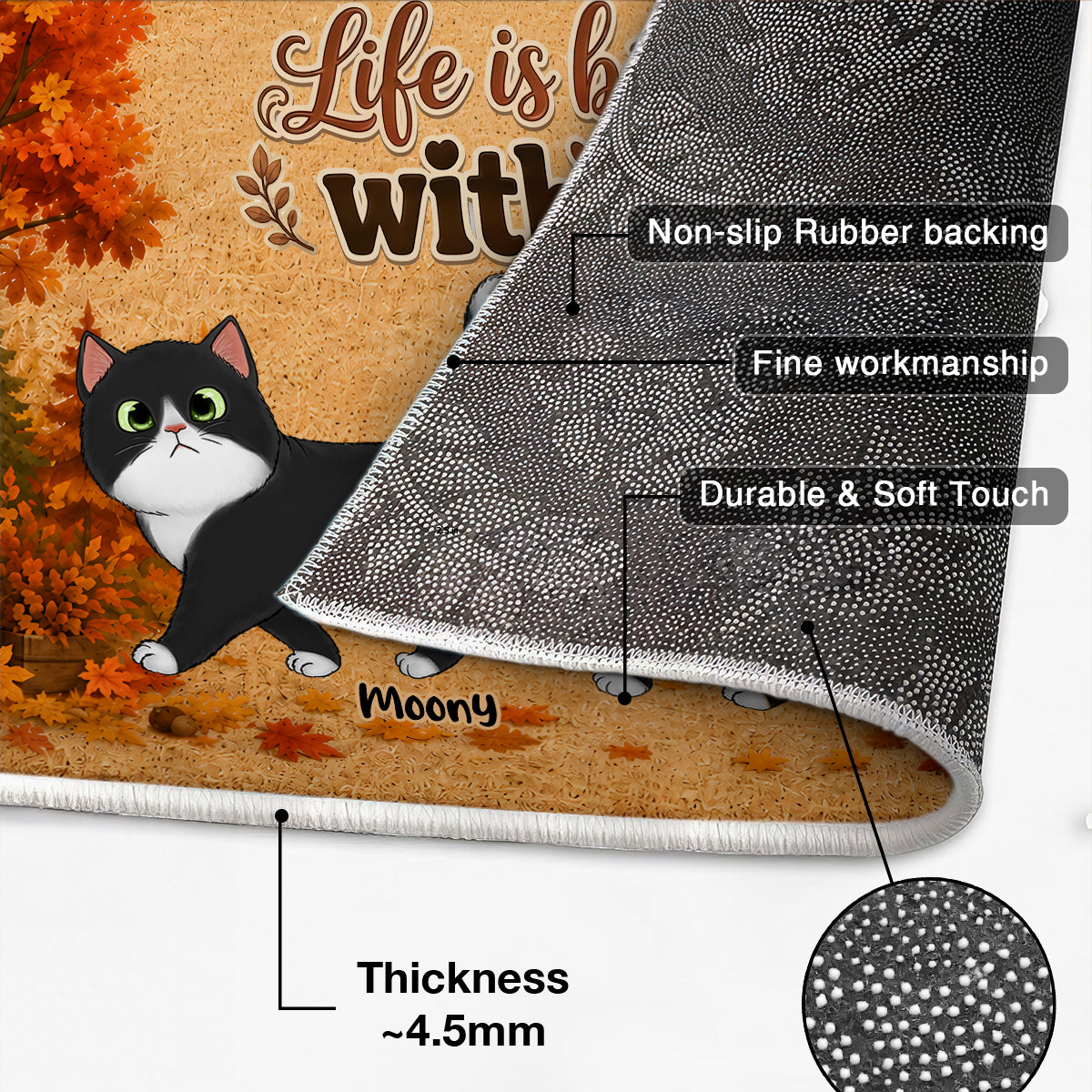 Walking Cat Fall Season - Personalized Doormat - Fall Season Decor Gift, Gift For Cat Lovers