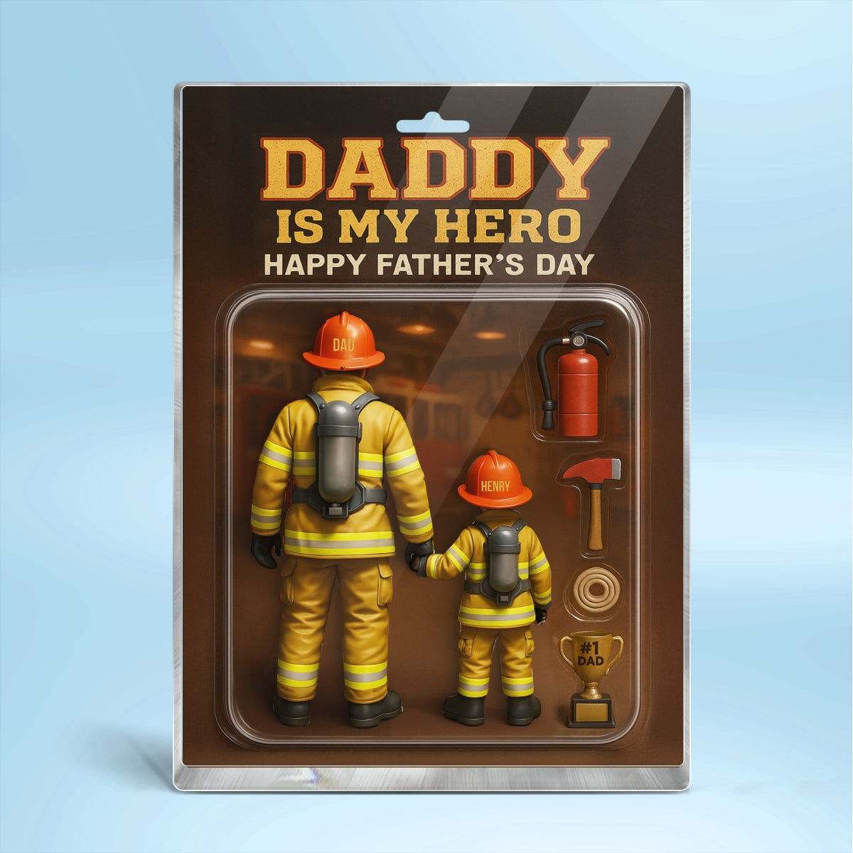 Best Firefighter' Dad Custom Figure Personalized Acrylic Block Plaque, Father's Day Gift for Dad, Gift for Husband