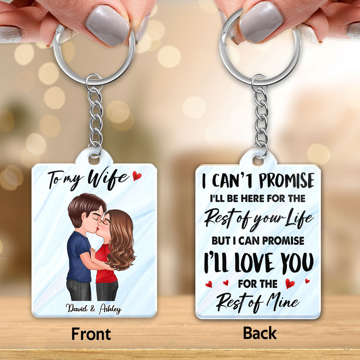 To My Wife Husband I‘ll Love You To The Rest Of My Life Kissing Couple Personalized Acrylic Keychain