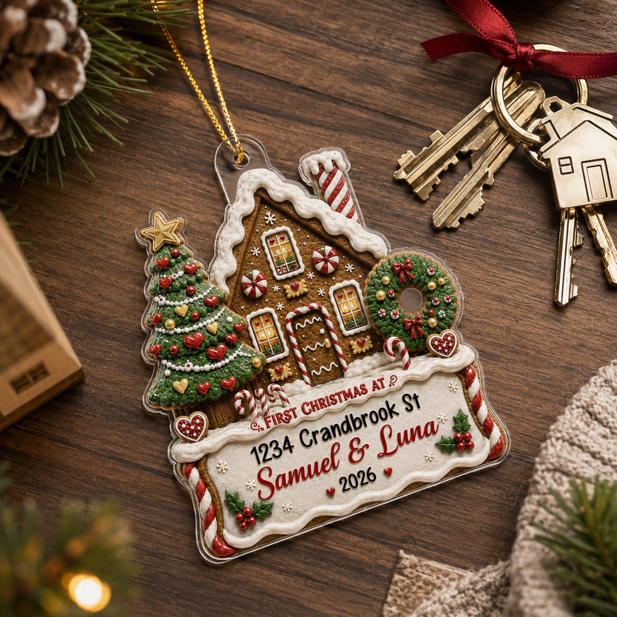 First Christmas In New Home - Personalized Acrylic Ornament - First Christmas Keepsake
