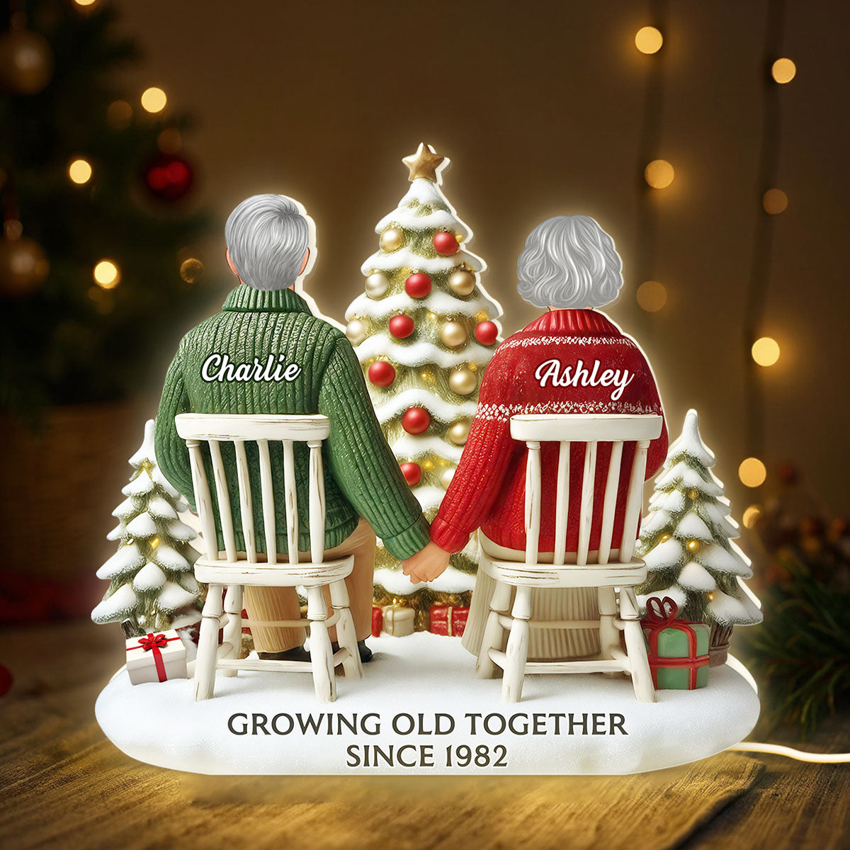 3D Effect Couple Growing Old Together - Personalized Light Box