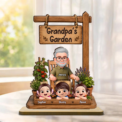 Grandpa's Garden - Personalized 2-Layered Wooden Plaque - Father's Day Gift for Dad, Husband