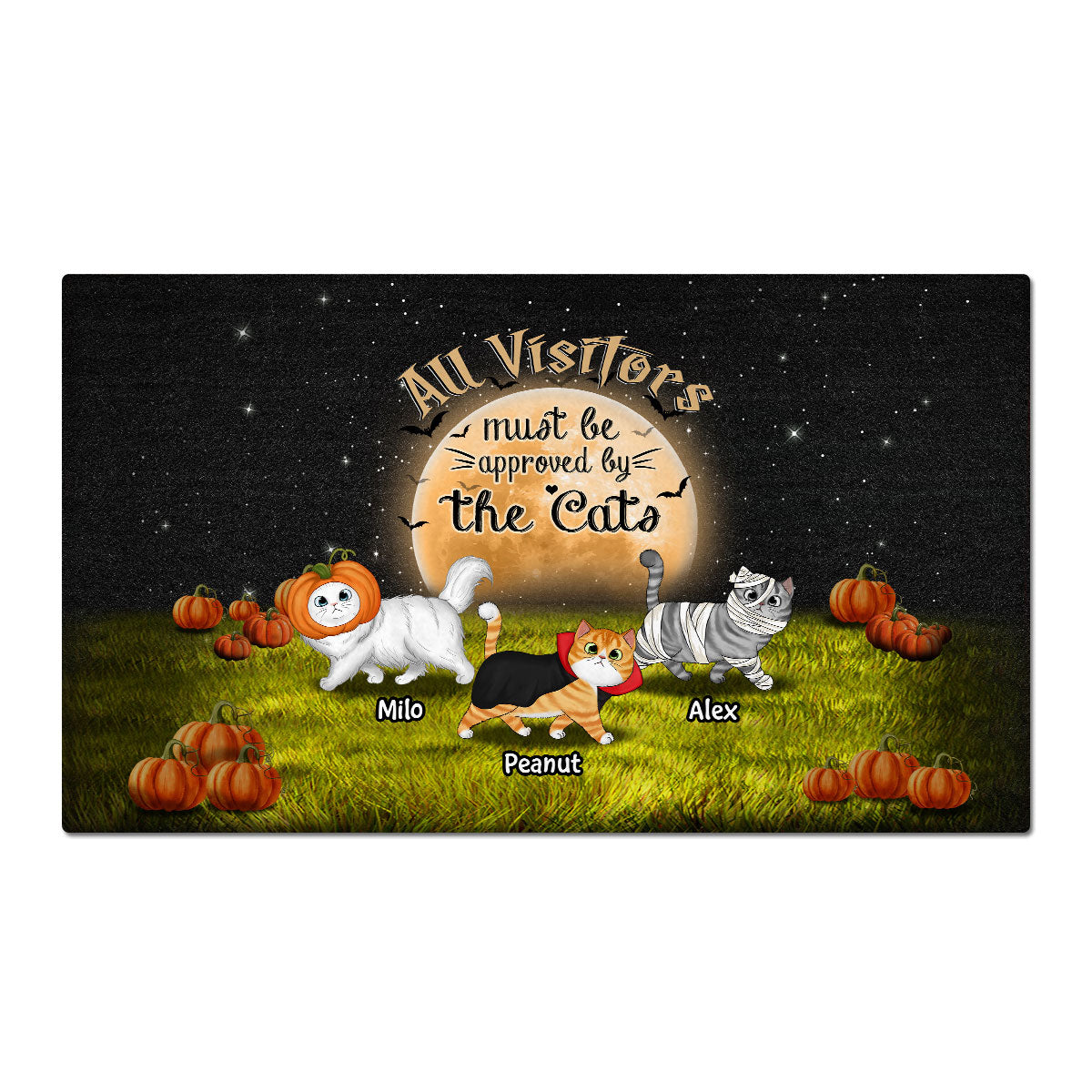 Halloween Visitors Approved By The Cats Personalized Doormat