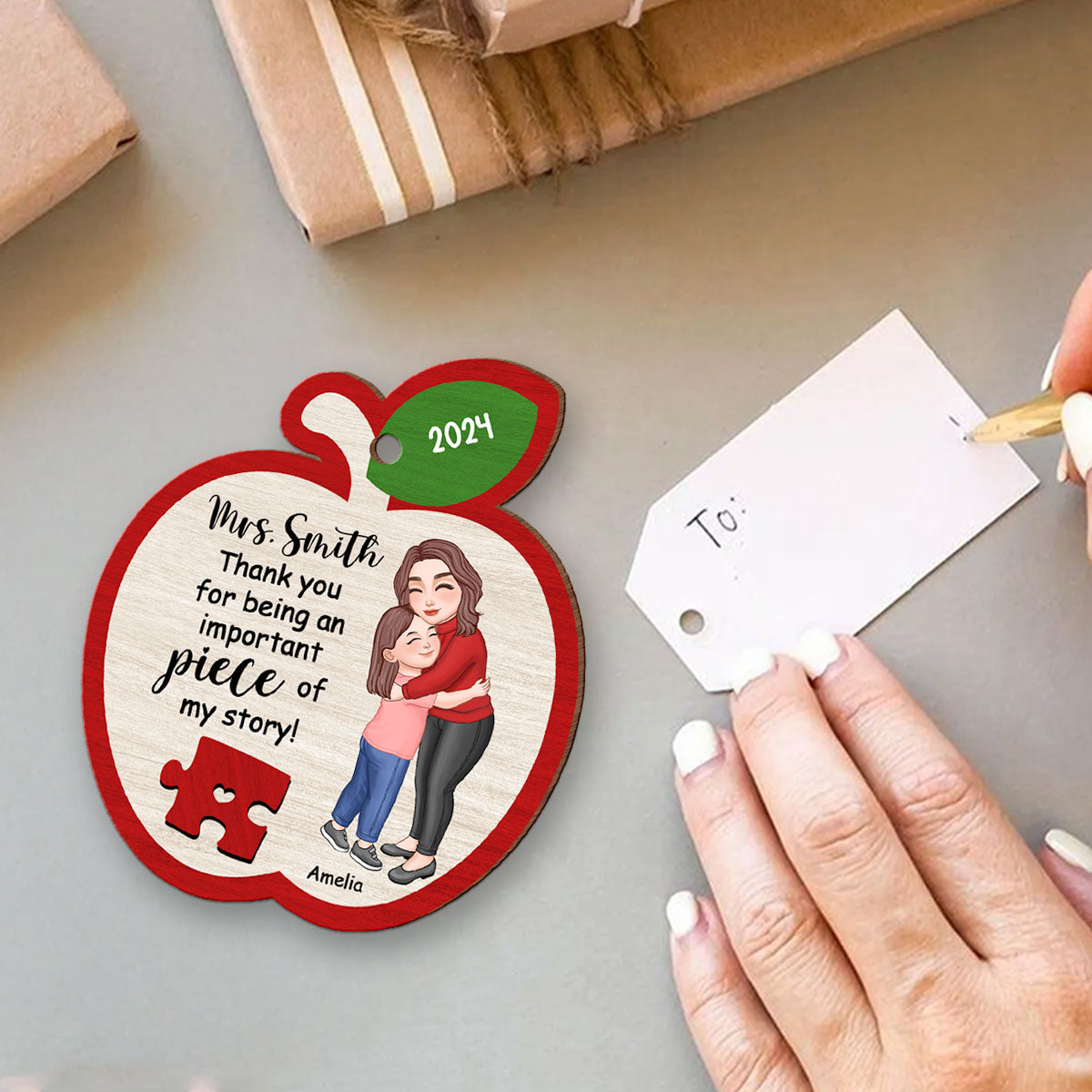 Thank You For Being An Importance Piece Teacher Appreciation Gifts Personalized Wooden Ornament