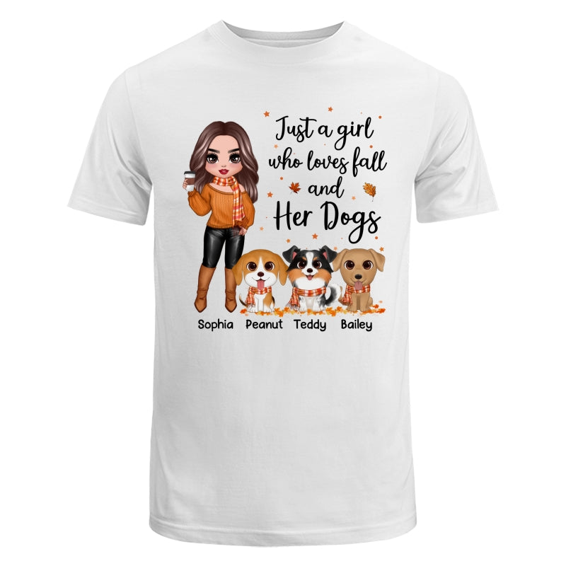 Fall Season Doll Woman Standing With Watercolor Cute Dogs Personalized Shirt