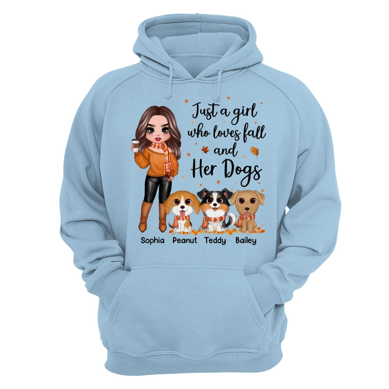 Fall Season Doll Woman Standing With Watercolor Cute Dogs Personalized Shirt