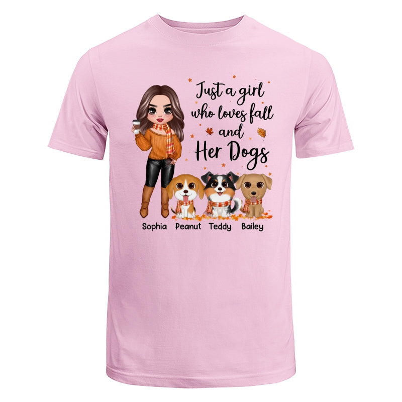 Fall Season Doll Woman Standing With Watercolor Cute Dogs Personalized Shirt