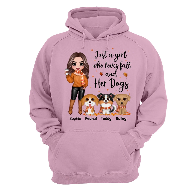 Fall Season Doll Woman Standing With Watercolor Cute Dogs Personalized Shirt