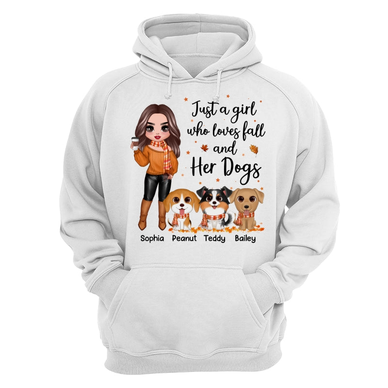 Fall Season Doll Woman Standing With Watercolor Cute Dogs Personalized Shirt