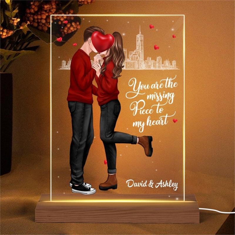 The Missing Piece To My Heart Standing Couple Personalized LED Night Light - Acrylic LED Lamp