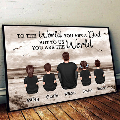 Dad And Sons Daughters Retro Vintage Beach - Personalized Poster - Gift For Dad, Husband
