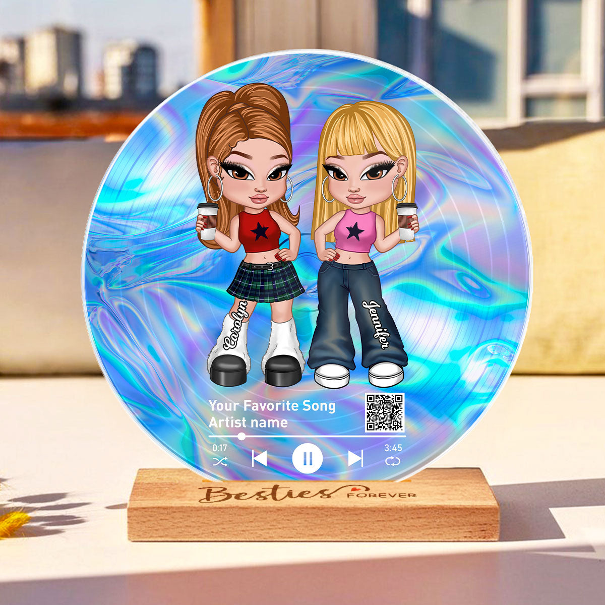 Personalized Vinyl Record with Photo, Favorite Song QR Code Acrylic Plaque, Anniversary Gift for Friends, Birthday Gift for Besties