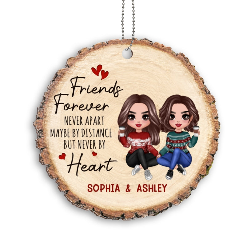 Pretty Doll Besties Never Apart Wooden Slice Effect Personalized Wooden Ornament
