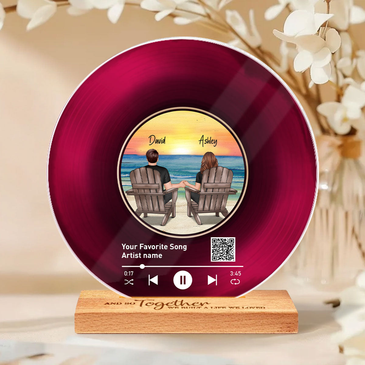 Couple Beach Landscape Personalized Acrylic Song Plaque,  Gift, Anniversary Gift For Couple, For Him, For Her, Husband, Wife