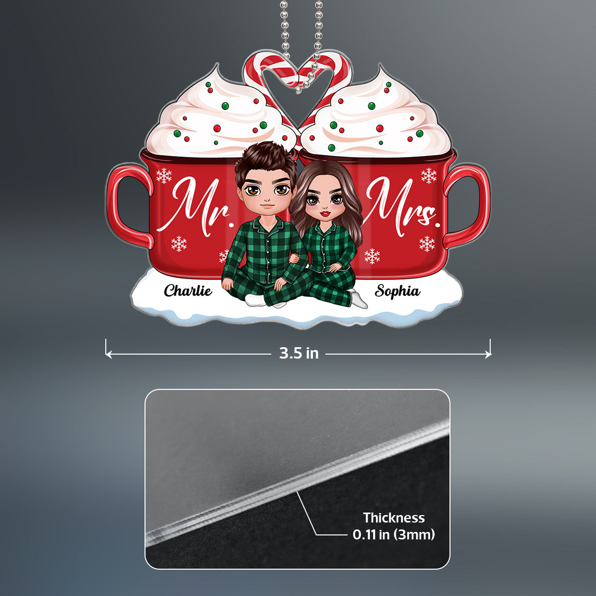 Hot Cocoa Cozy Christmas Gift For Couple Personalized Acrylic Ornament