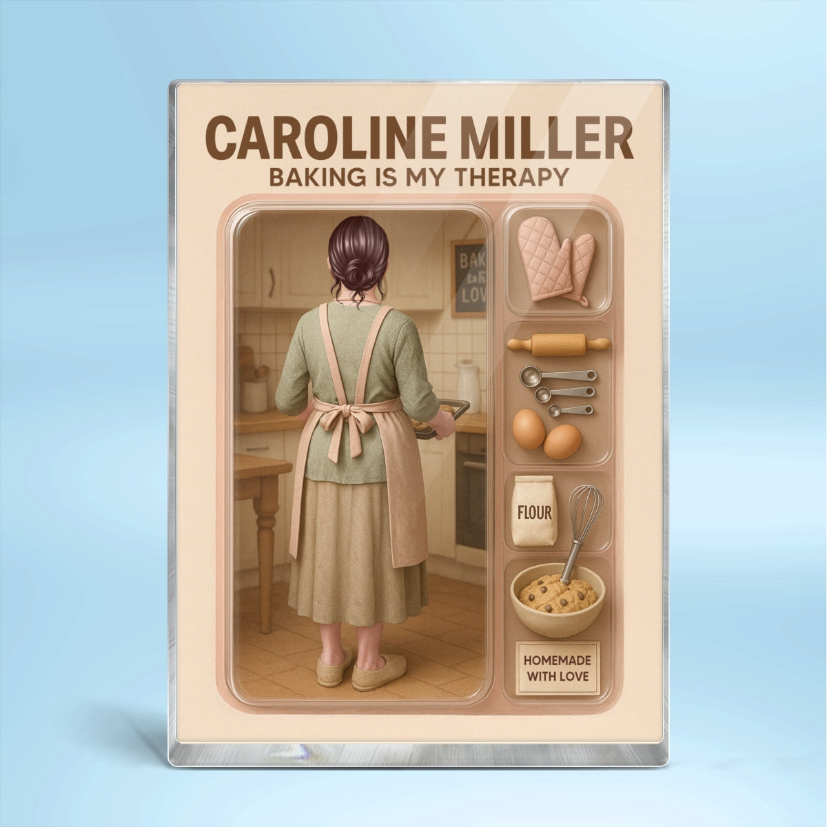 Baking Mom Grandma Realistic Figure Style Personalized Acrylic Block Plaque