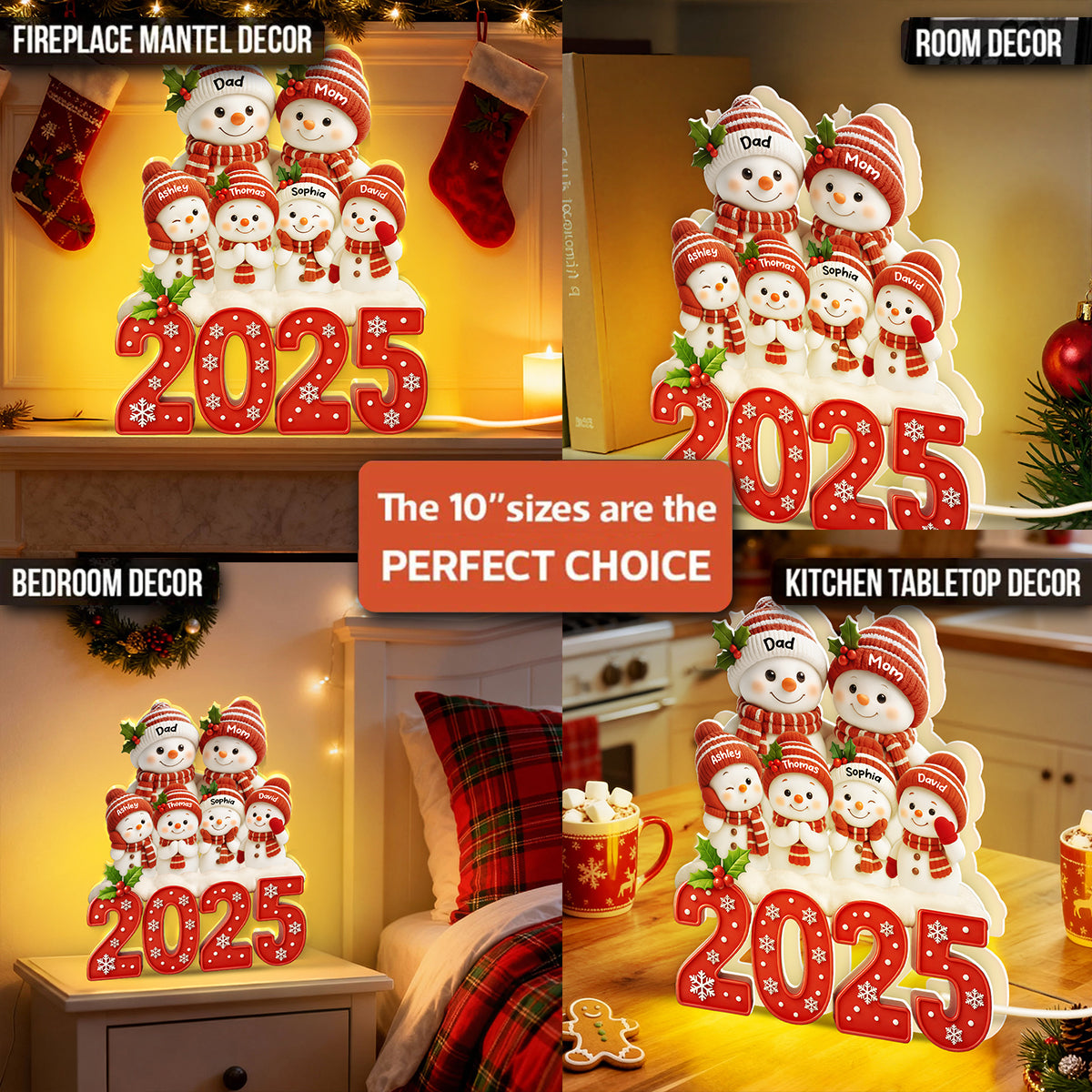 Family Snowman 2025 Togetherness - Personalized Light Box - Cutest Design with 3D Effect - Christmas Gift for Husband, Wife, Christmas Decor