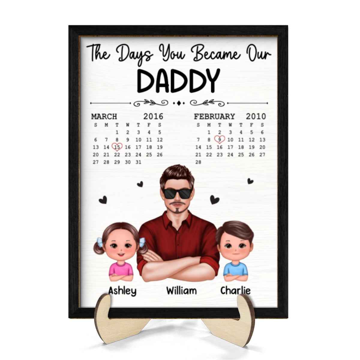 The Days You Became Our Dad Man & Doll Kids Personalized 2-Layer Wooden Plaque