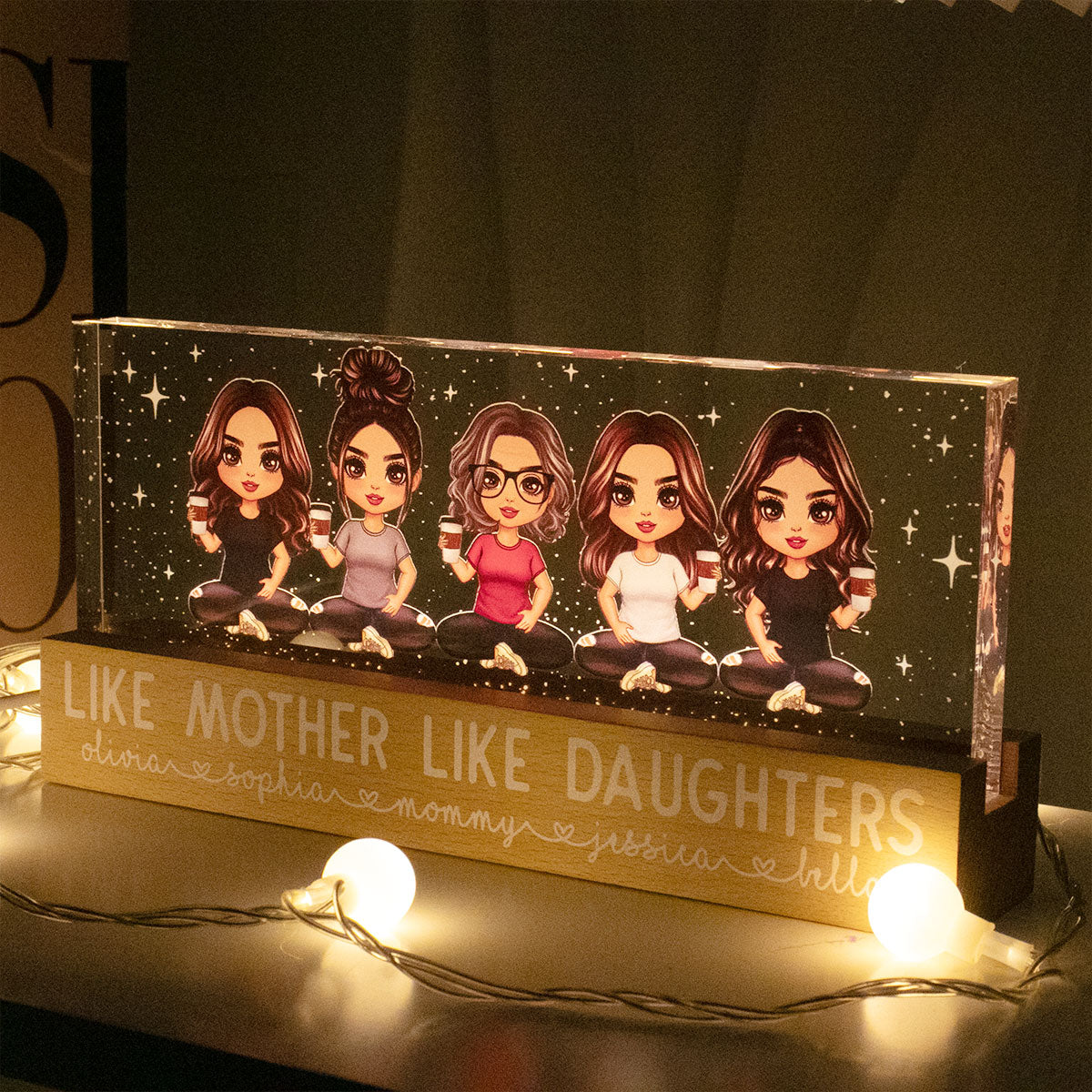 Like Mother Like Daughters Personalized Acrylic Block LED Night Light