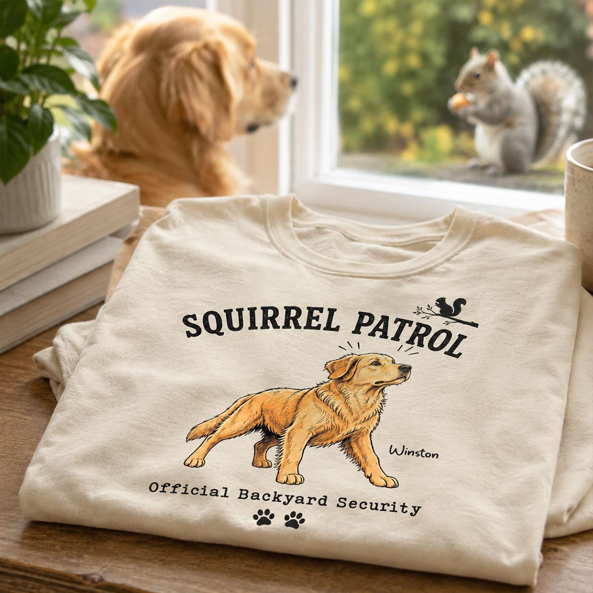 Squirrel Patrol Official Backyard Security Custom Dog Photo - Personalized Shirt - Funny Gift For Dog Lover